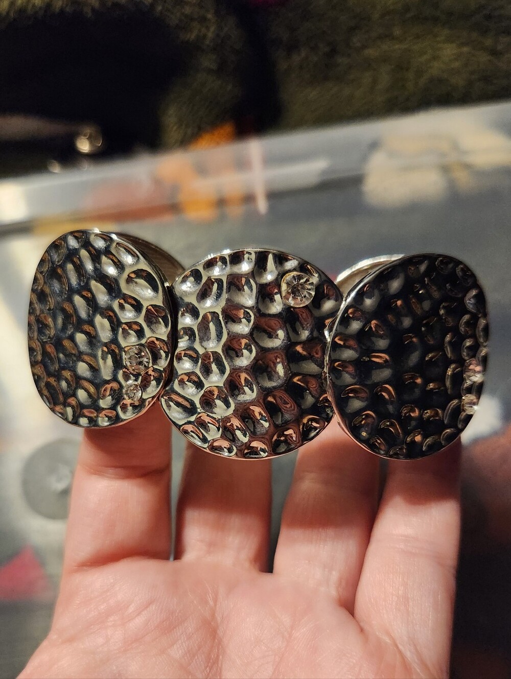 Silver Hammered Circle Statement Ring - Women's Accessory